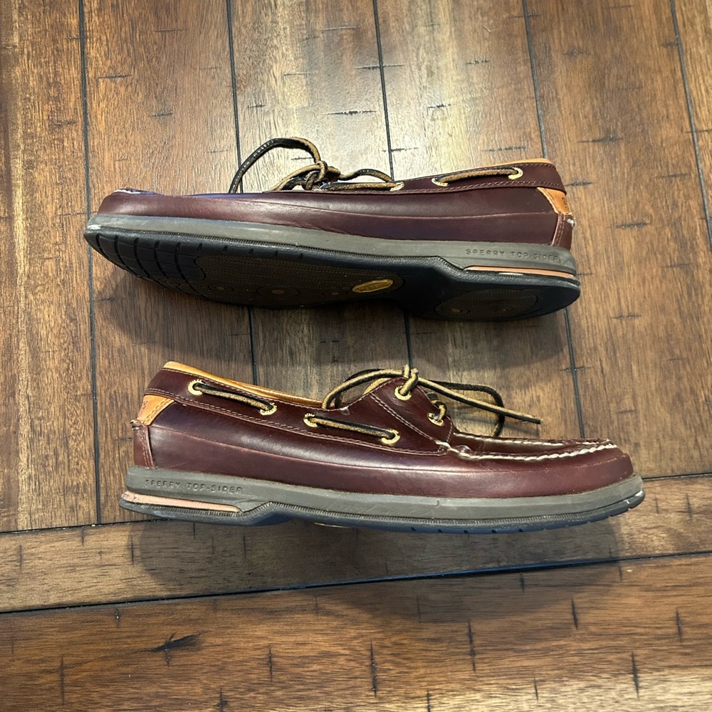 Sperry Top-Sider Men’s 8.5M Leather Boat Shoes Brown 2-Eye Vibram Sole - Picture 3 of 9
